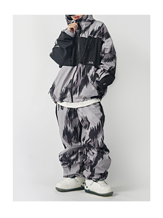 NIS Leopard Print Shell Baggy Snow Pants